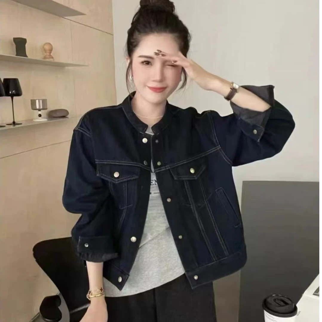 【莉莉严选】33210春秋百搭短款简约牛仔外套