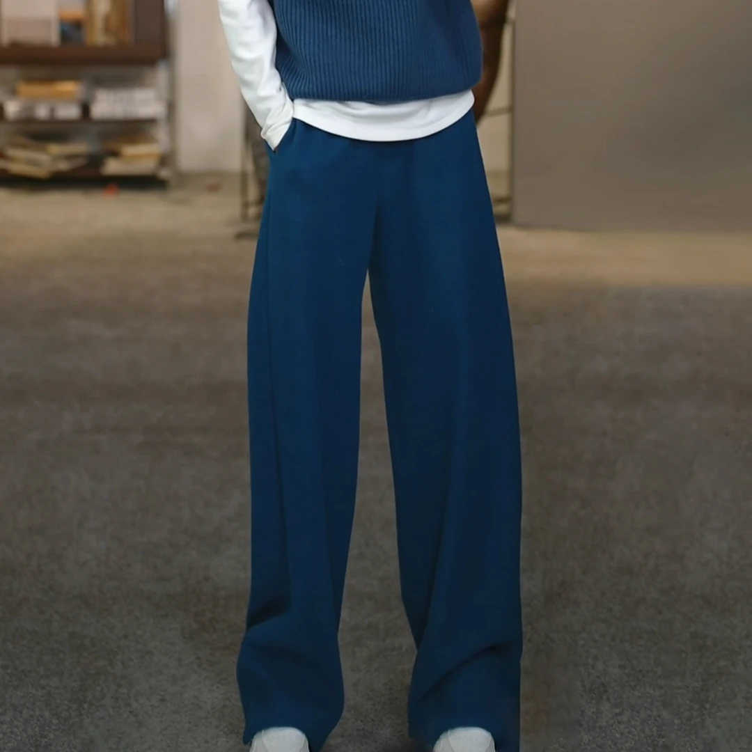 溶溶【暖绒糯米裤】RONGRONG 精纺羊毛混纺超绝拉腿显瘦休闲裤9293