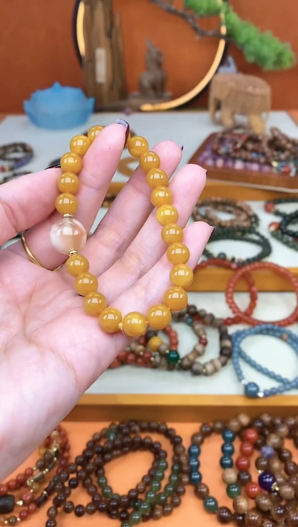 【闪购商品】蜜蜡手链未镶嵌单圈蜜蜡玛瑙手串