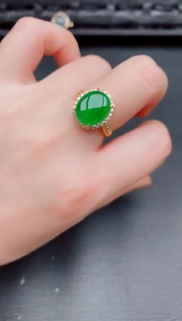 【闪购商品】翡翠戒指银S925镶嵌天然a货翡翠377