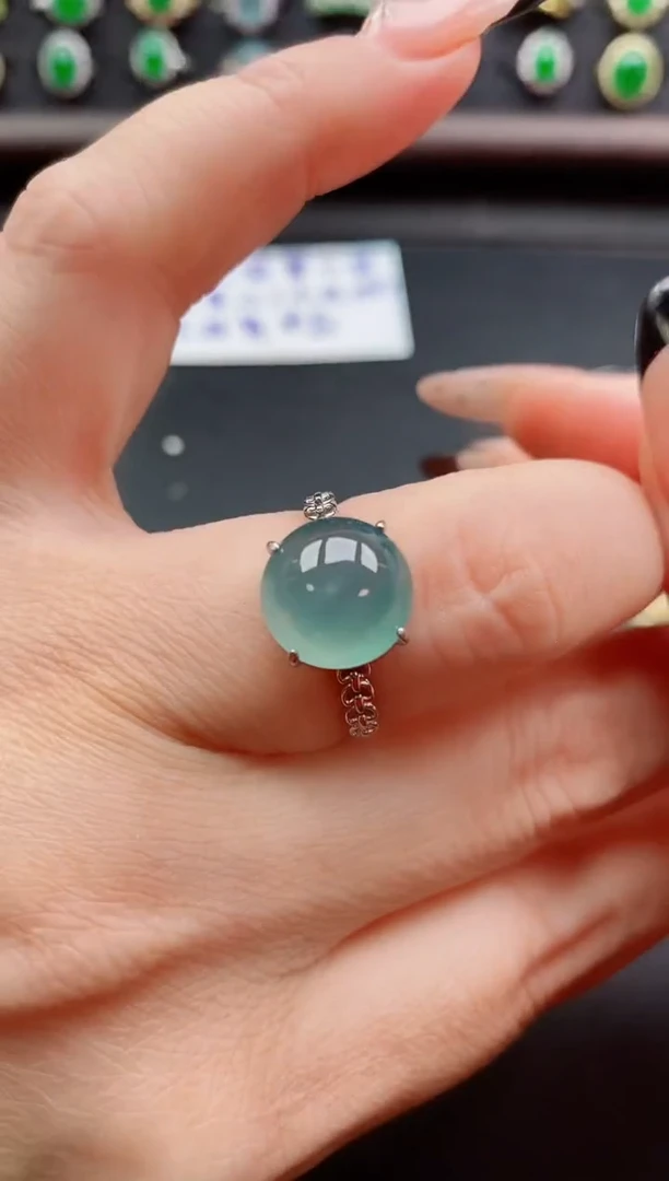 银S925镶嵌戒指翡翠1