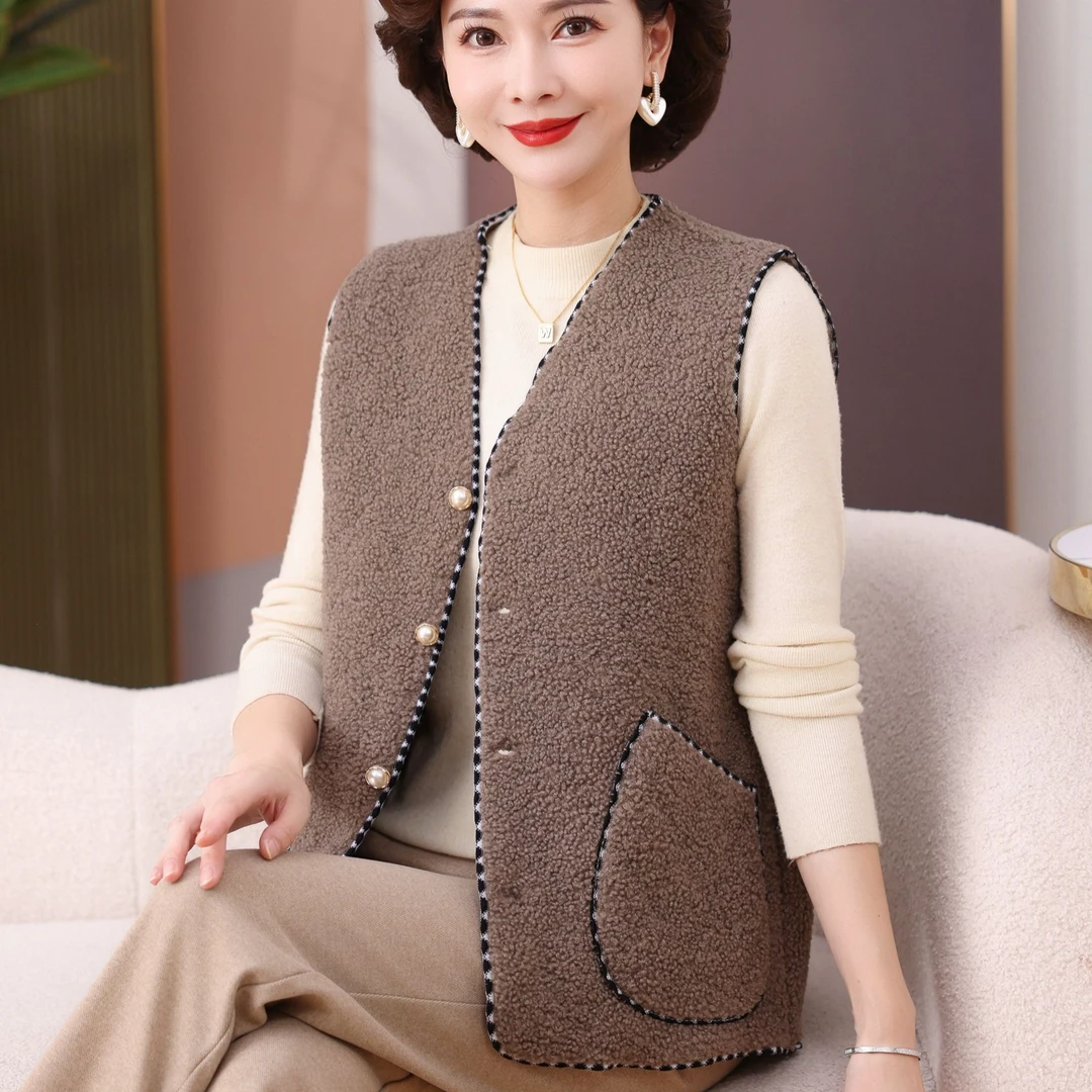 老年人马甲女春秋60岁70妈妈秋冬款毛衣服老太太坎肩背心奶奶褂子