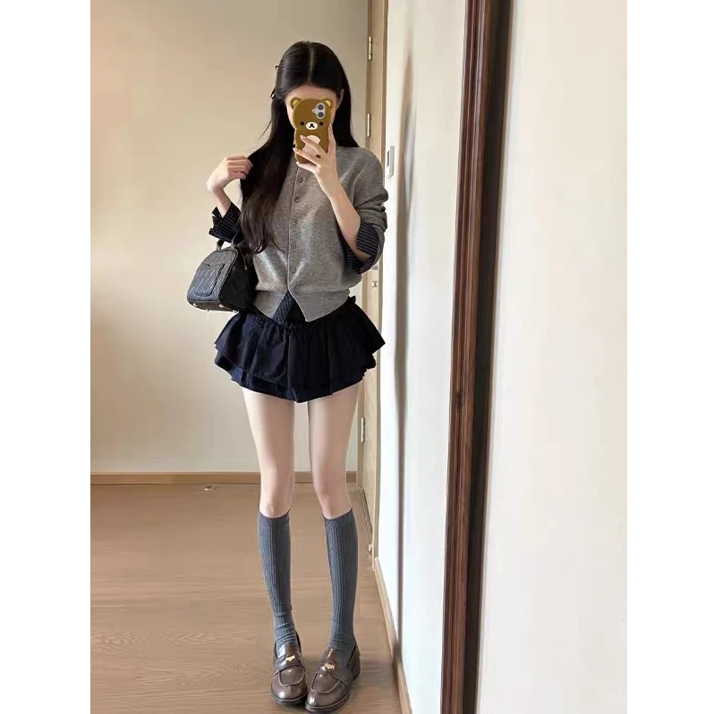 早秋2025超火穿搭一整套韩系学院风时尚减龄洋气连衣裙子两件套装