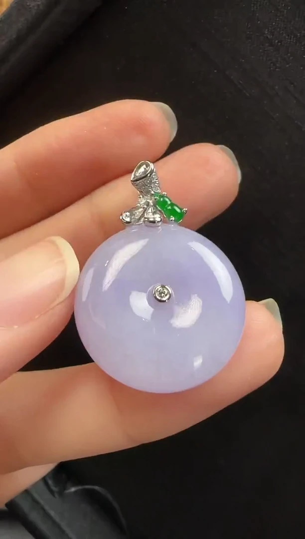 颈饰18K金镶嵌翡翠437平安扣一个