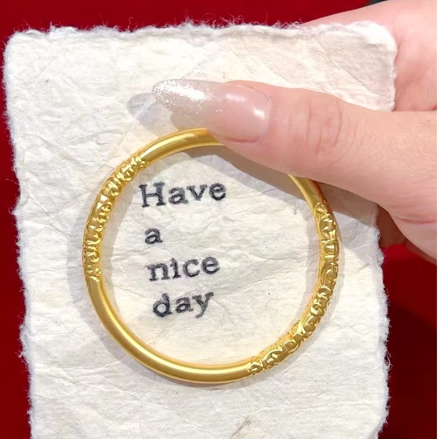 铜合金手镯 【高保色】正版高保色卷草纹实心手镯传承手镯yy111