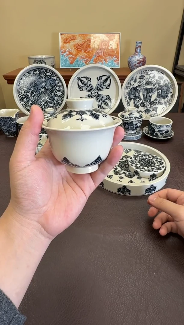 二号釉星空宝相纹盖碗