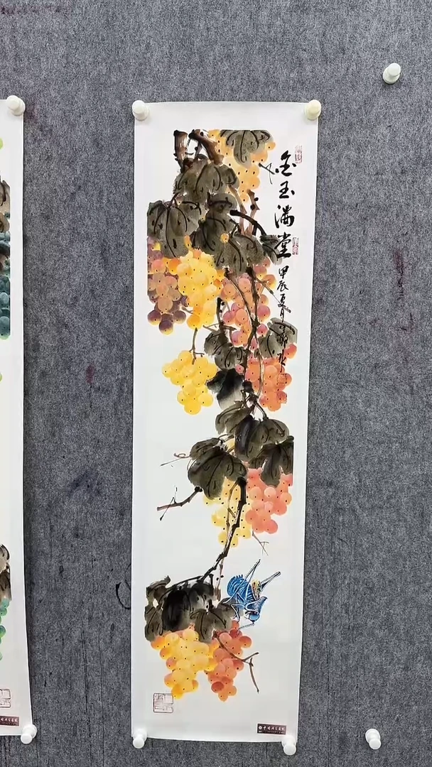 国画田光荣4平尺花鸟国家画院展览原作带书送书法