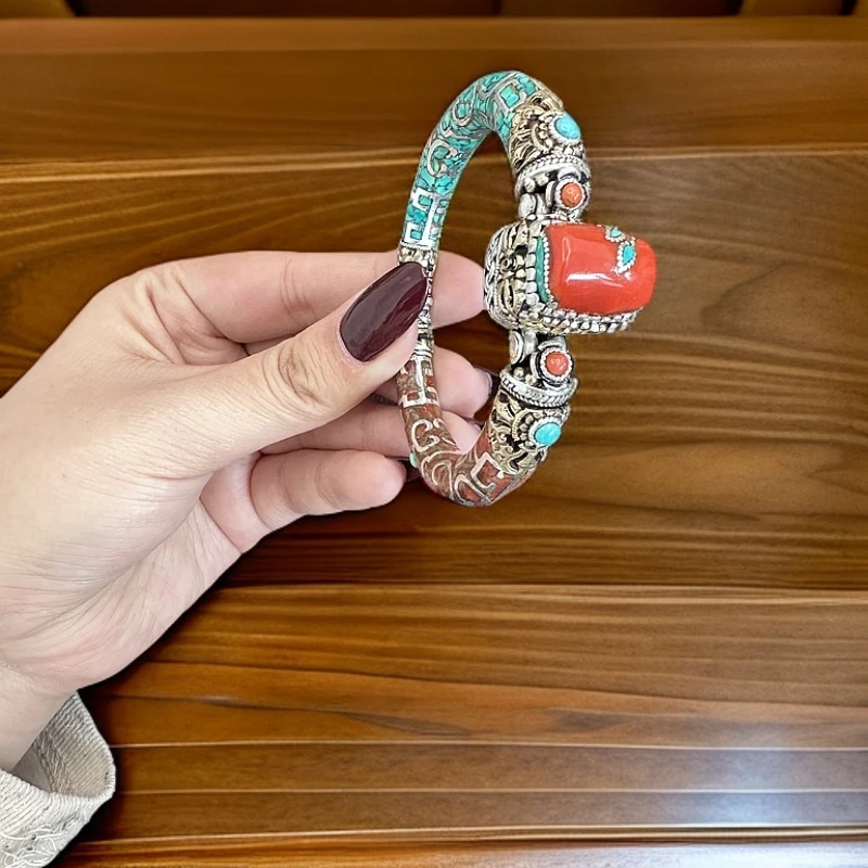 925银手镯 国外原创设计925银开口手镯复古精致纯手工打造