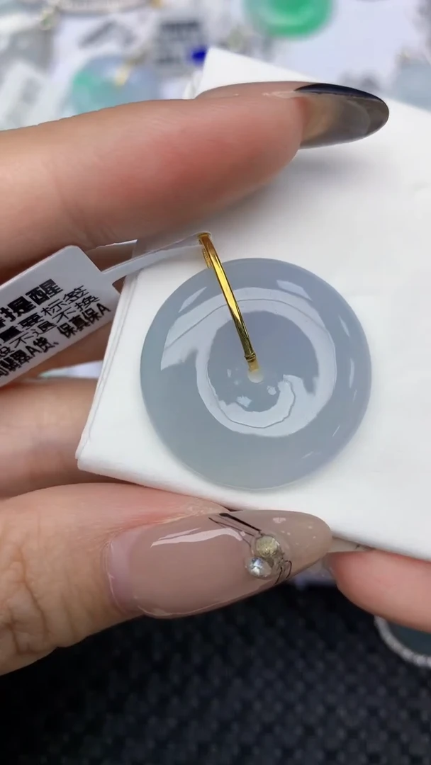 颈饰18K金镶嵌翡翠天然缅甸翡翠a货百元以上9元证书费自理