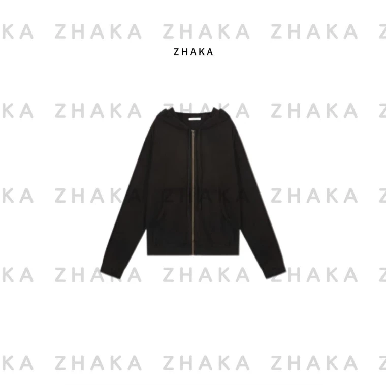 ZHAKA/山羊绒混纺简约拉链连帽衫外套zk995