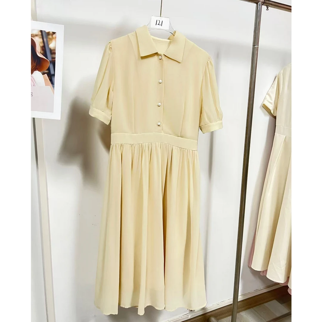 气质时尚百搭女士连衣裙夏季法式收腰简约显瘦设计师拼接撞色裙子