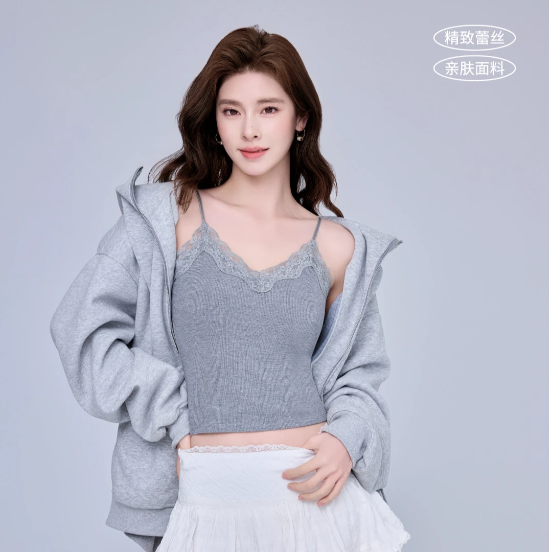 夏款百搭通勤纯欲蕾丝雕花背心