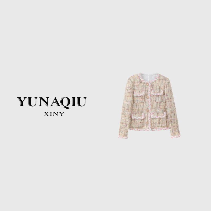 KUNGE 彩纱编织粗花呢四口袋重工短外套 -8684