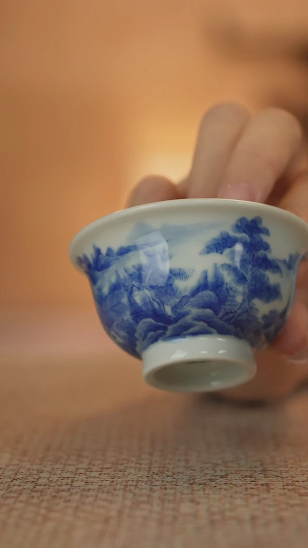 其他景德镇手工手绘山水压手杯