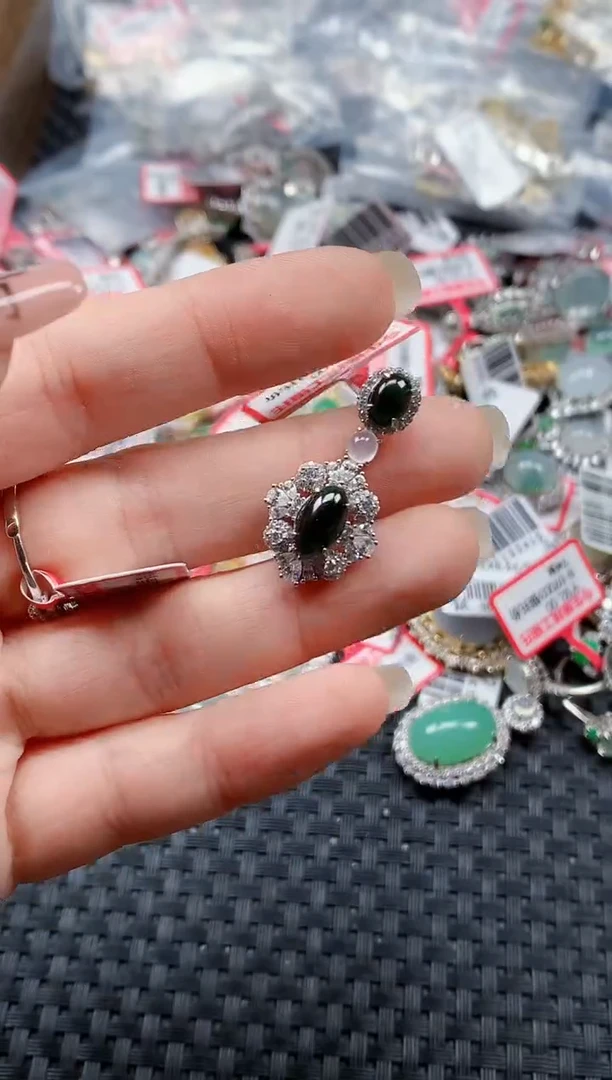 银S925镶嵌戒指翡翠天然A货缅甸翡翠