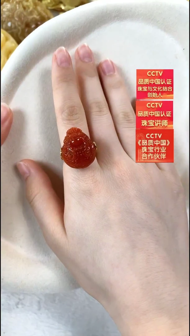 银S925镶嵌南红玛瑙戒指戒指