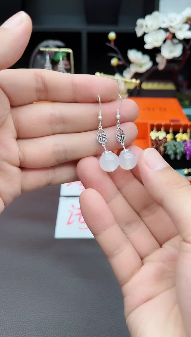 玛瑙/玉髓耳饰银S925镶嵌522000