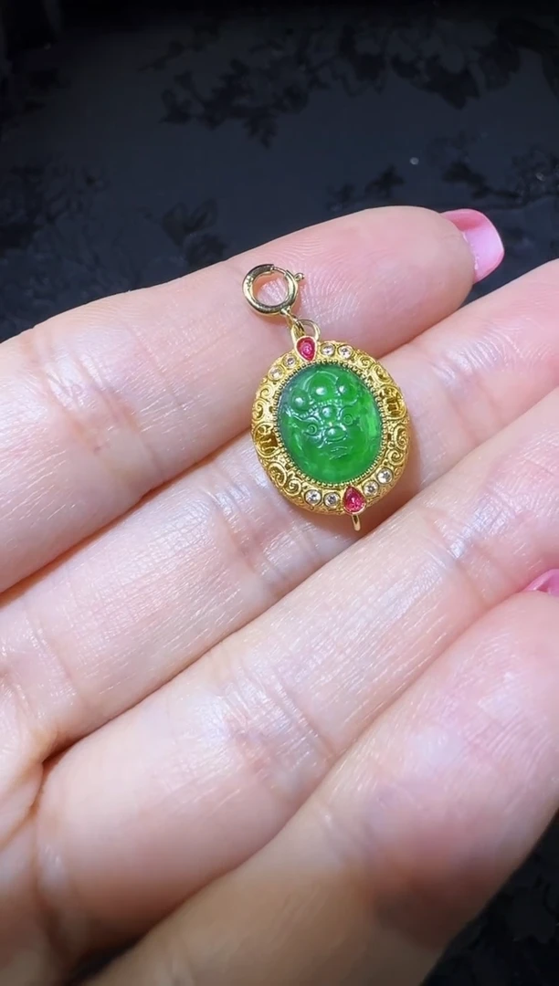 【闪购商品】翡翠吊坠(不含链)银S925镶嵌黄财