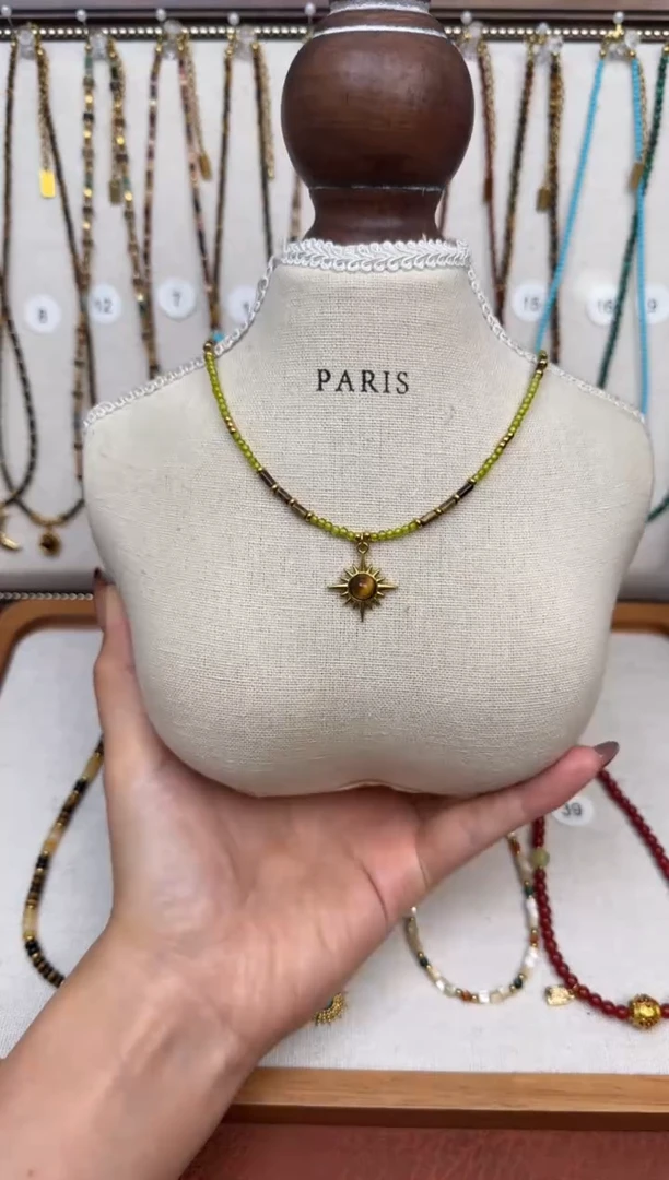 项链钛钢石英质玉虎绿