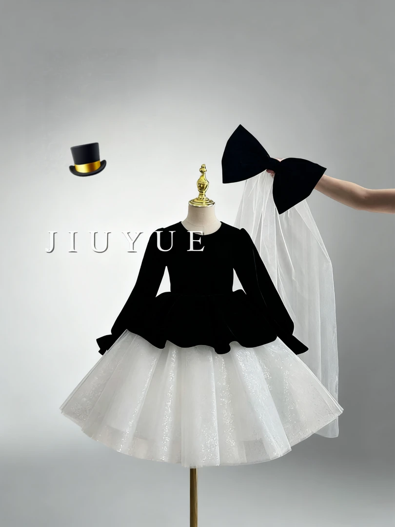 【露思】2025新款女童赫本主持人晚礼服钢琴演出服儿童公主裙