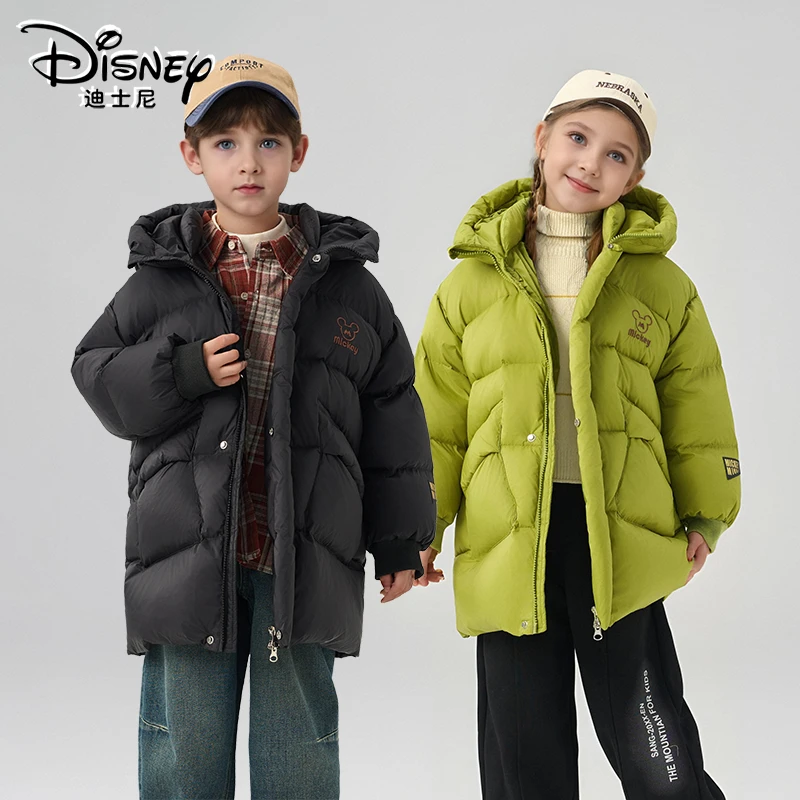 Disney/迪士尼儿童羽绒服中大童长款连帽加厚羽绒外套冬