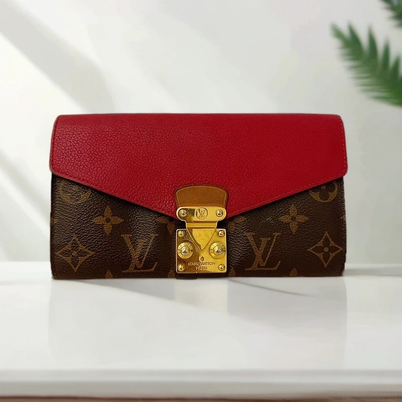 95新 LouisVuitton/路易威登   老花拼红皮钱包 1167 0309