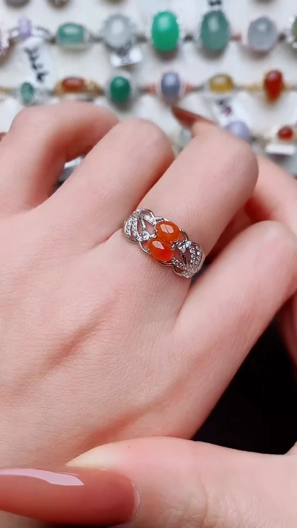 银S925镶嵌戒指翡翠...