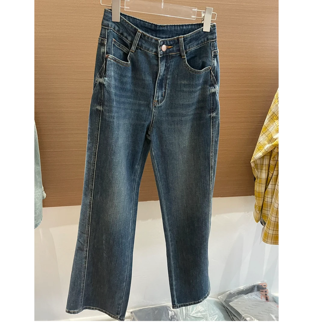 高腰牛仔阔腿直筒裤窄版阔腿裤