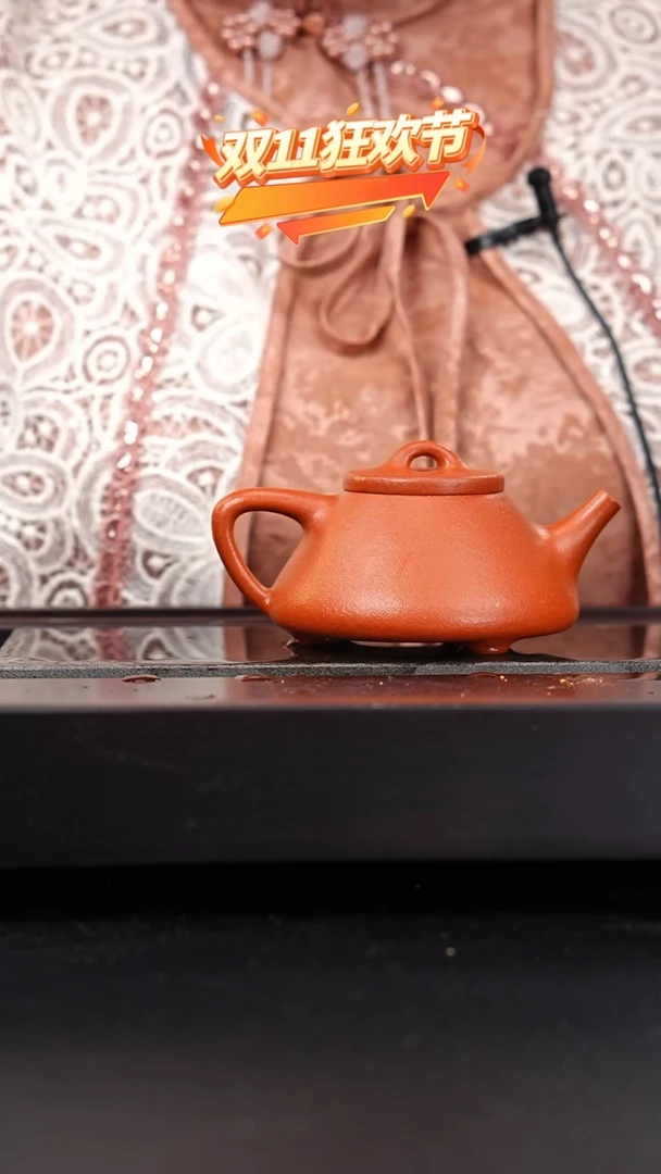 茶壶紫砂纯红降坡30目子冶石瓢
