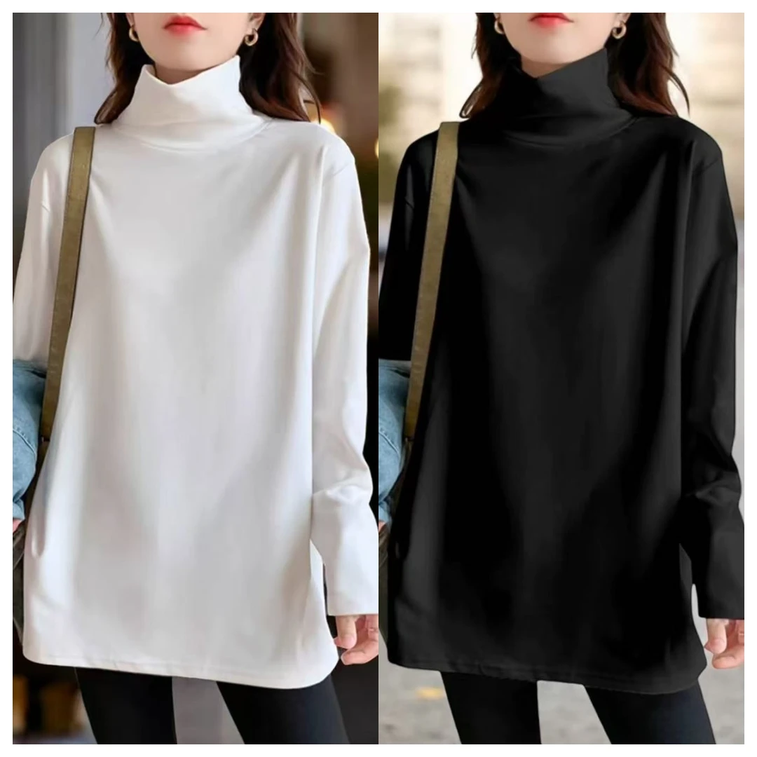 1773高领自发热保暖纯色大衫