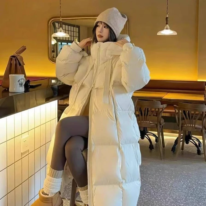 秋冬新款女装外套宽松连帽韩版网红过膝