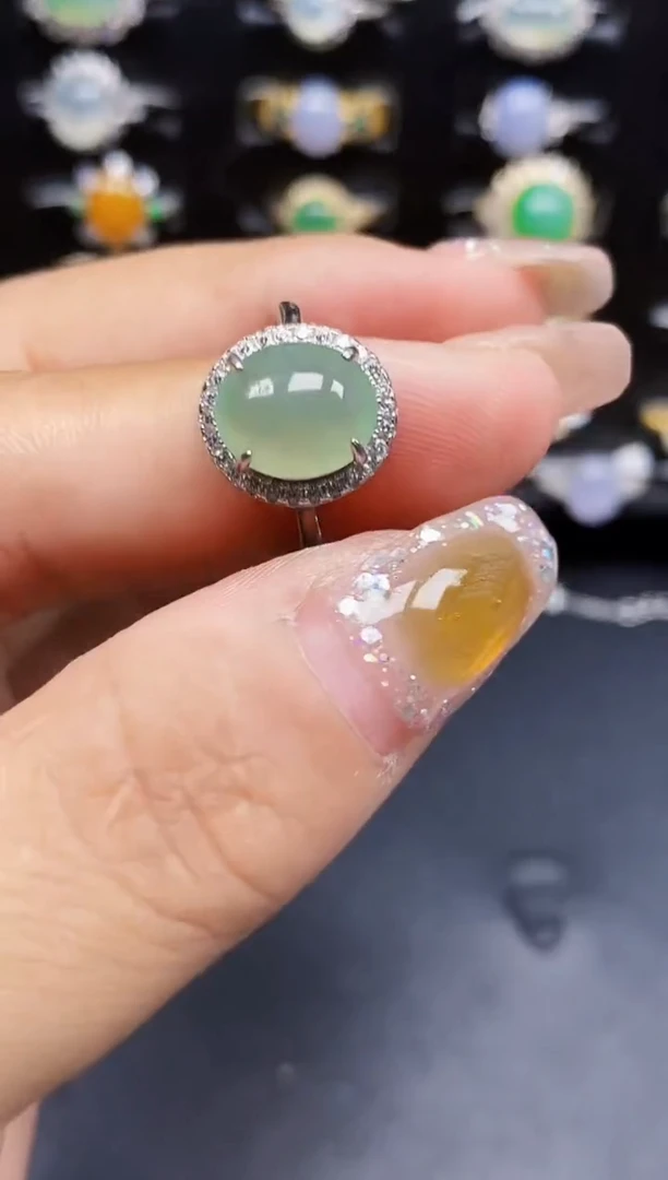 银S925镶嵌戒指翡翠82141