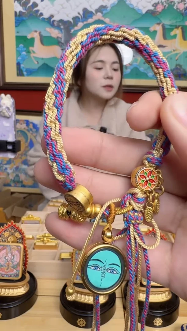 吊坠绿妈妈手链-热贡纯手绘-安安