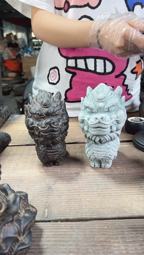 陶土丨火山泥天佑麒麟+青砂石天佑麒麟
