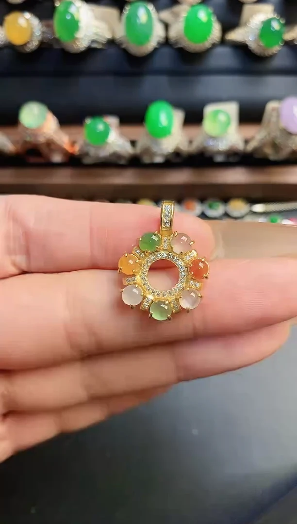 银S925镶嵌戒指翡翠天然