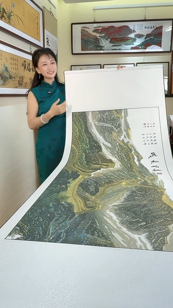 书法万里长城 非遗多重剪纸 圆月老师亲笔手写