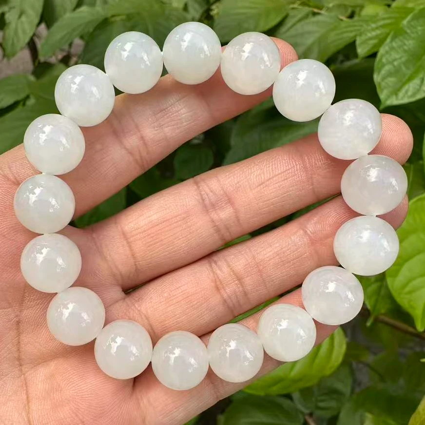 羊脂白玉手串卡12高胶糯白润细