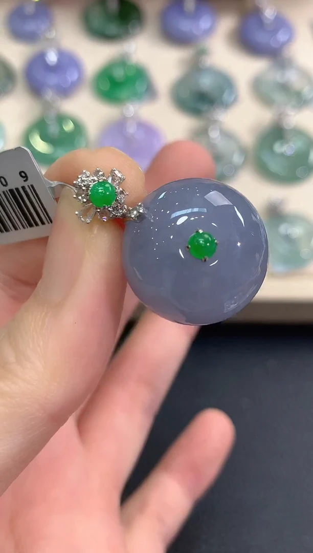 吊坠(不含链)18K金镶嵌翡翠秋日珠宝Q65紫货有色差