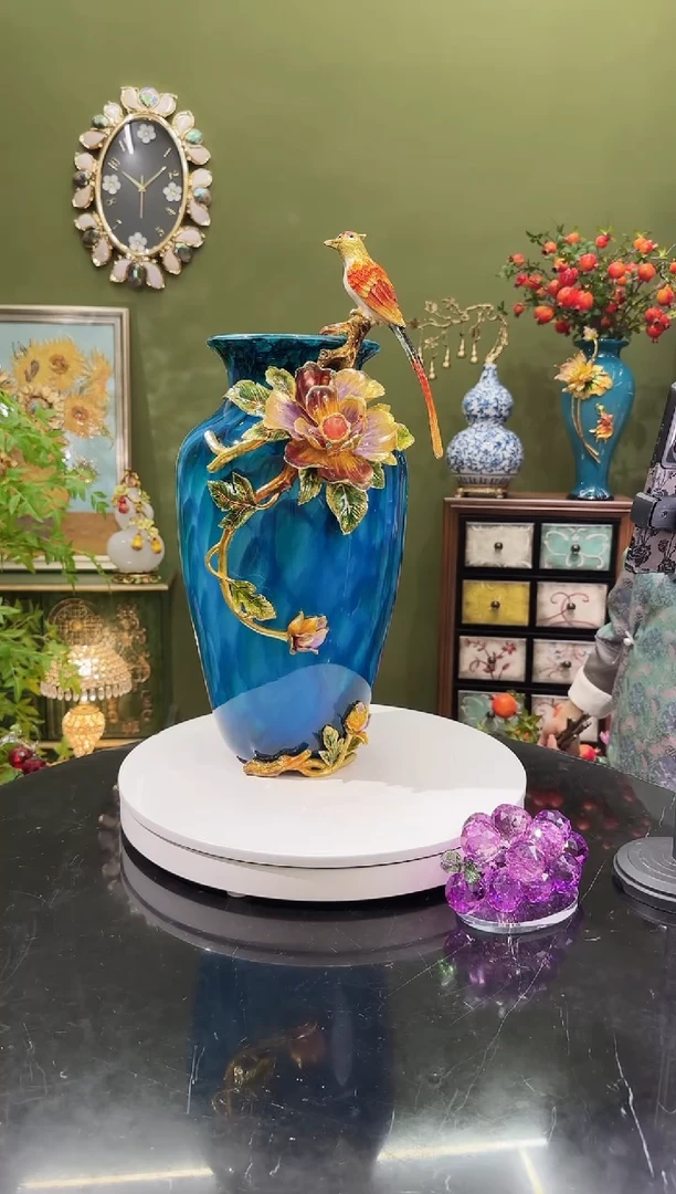 琉璃珐琅彩 花瓶  喜上眉梢