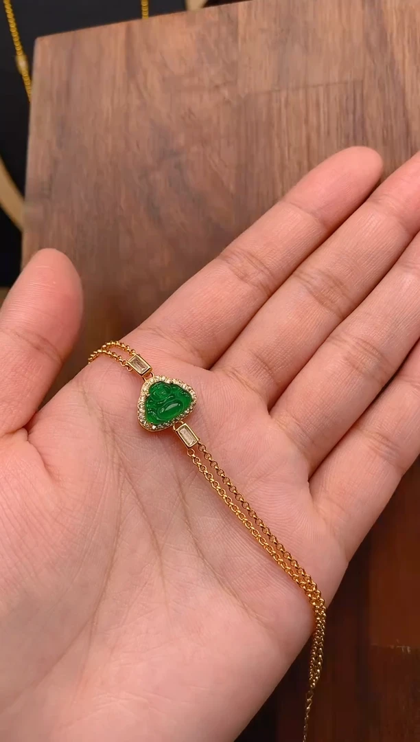 【闪购商品】翡翠手链银S925镶嵌佛公手链