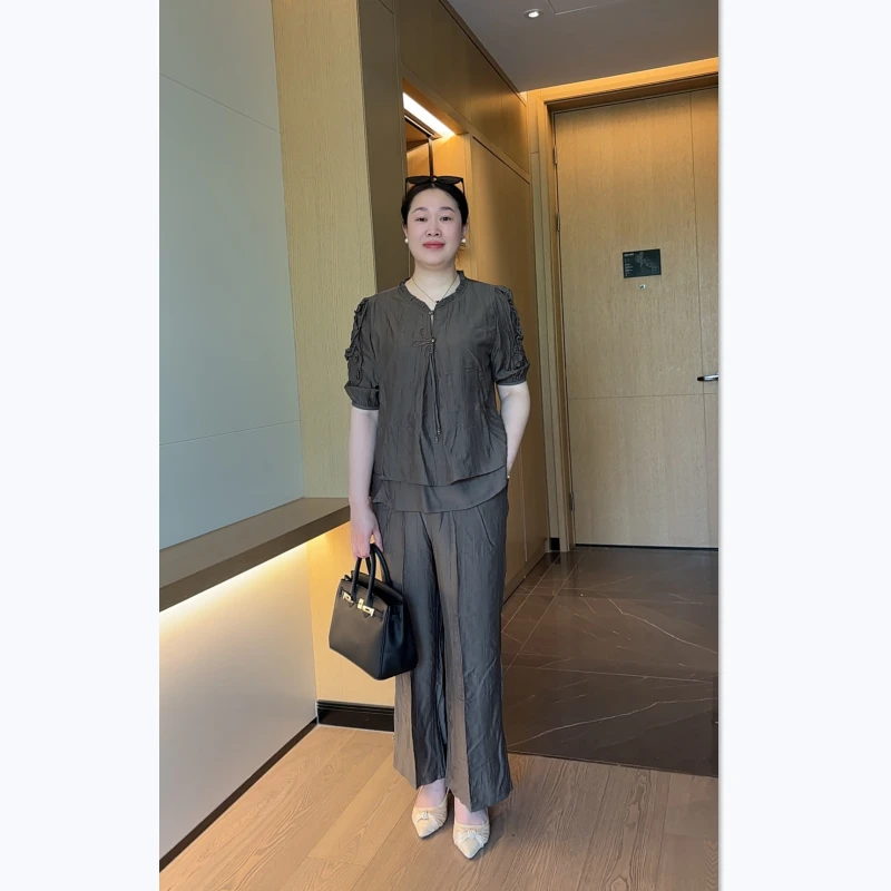 2025新款妈妈装夏季休闲运动套装40-50岁中老年短袖卫衣洋气小衫