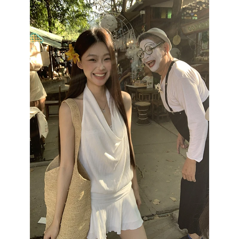 【HRG】春夏纯欲辣妹风荡领挂脖连衣裙251U0795