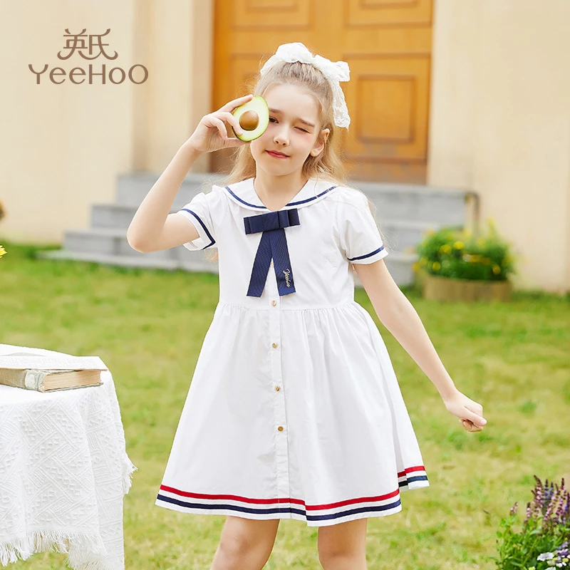 【直播】英氏女童连衣裙海军风舒适休闲裙子YS-X2087