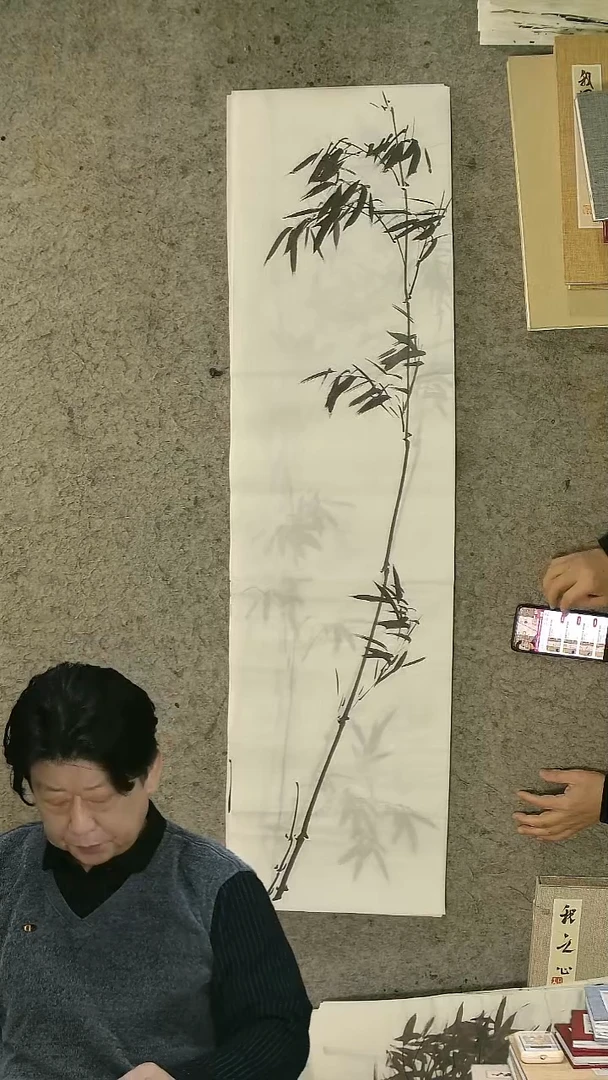 国画四尺对开  墨竹条屏 34*138cm