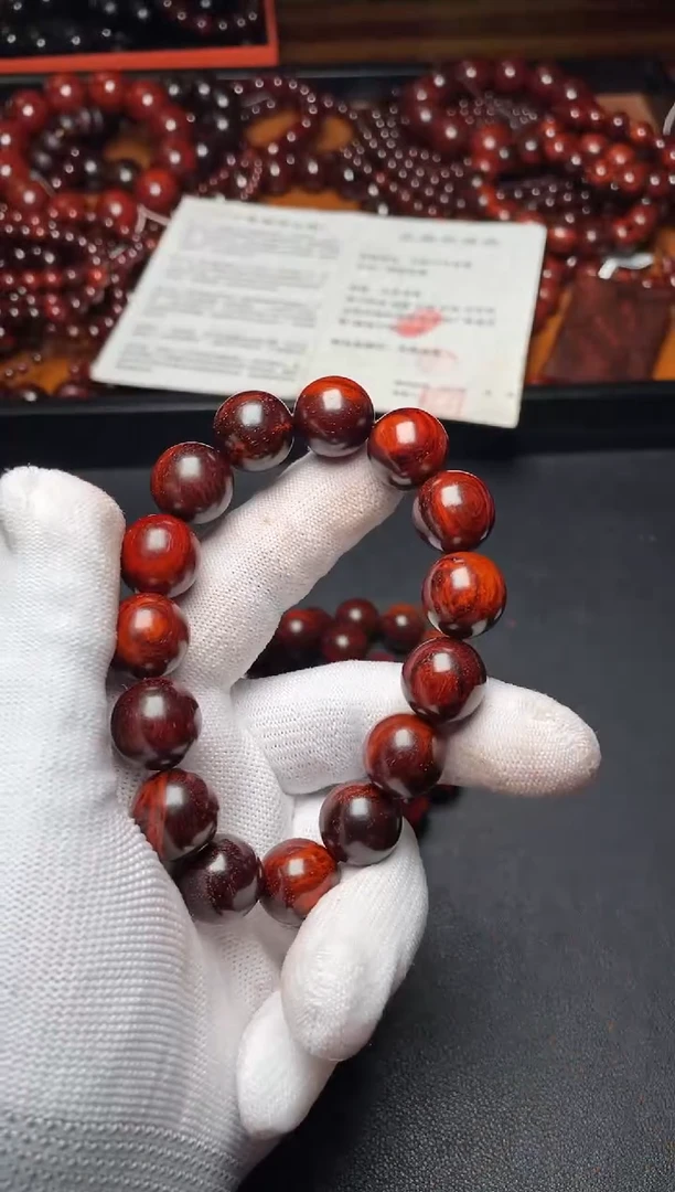 手串/手链小叶紫檀1.5高油高密火焰纹黑飘红拆房老料