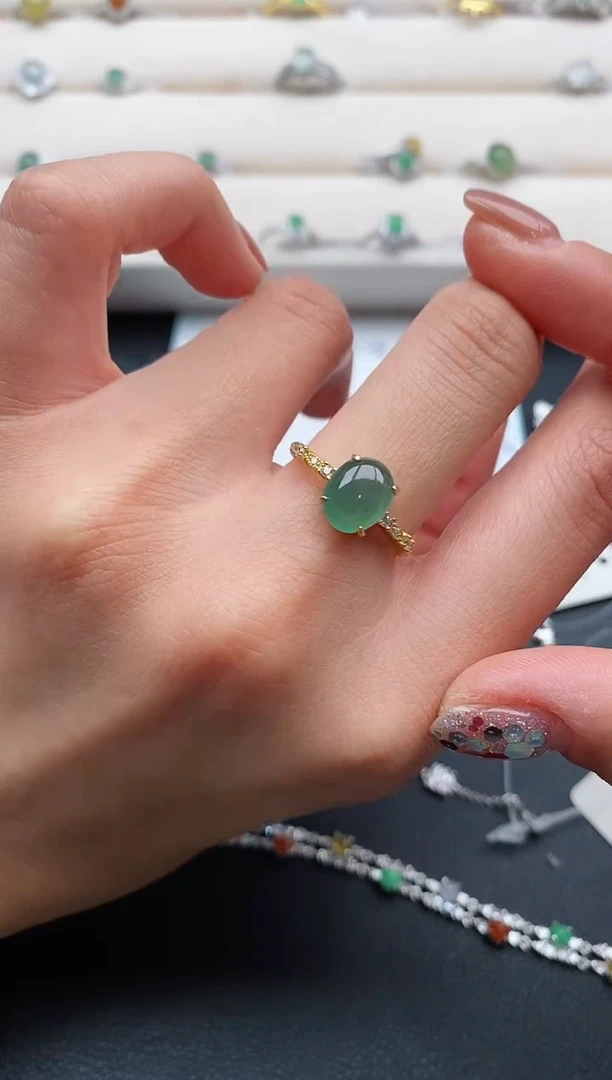 银S925镶嵌戒指翡翠44444444+1