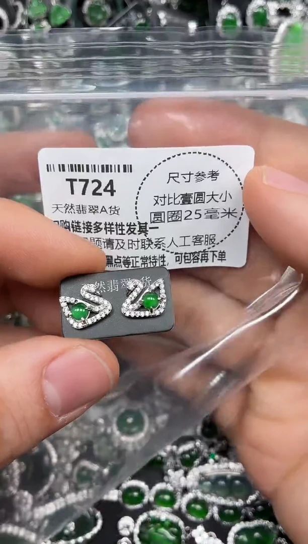 颈饰未镶嵌翡翠T724耳钉