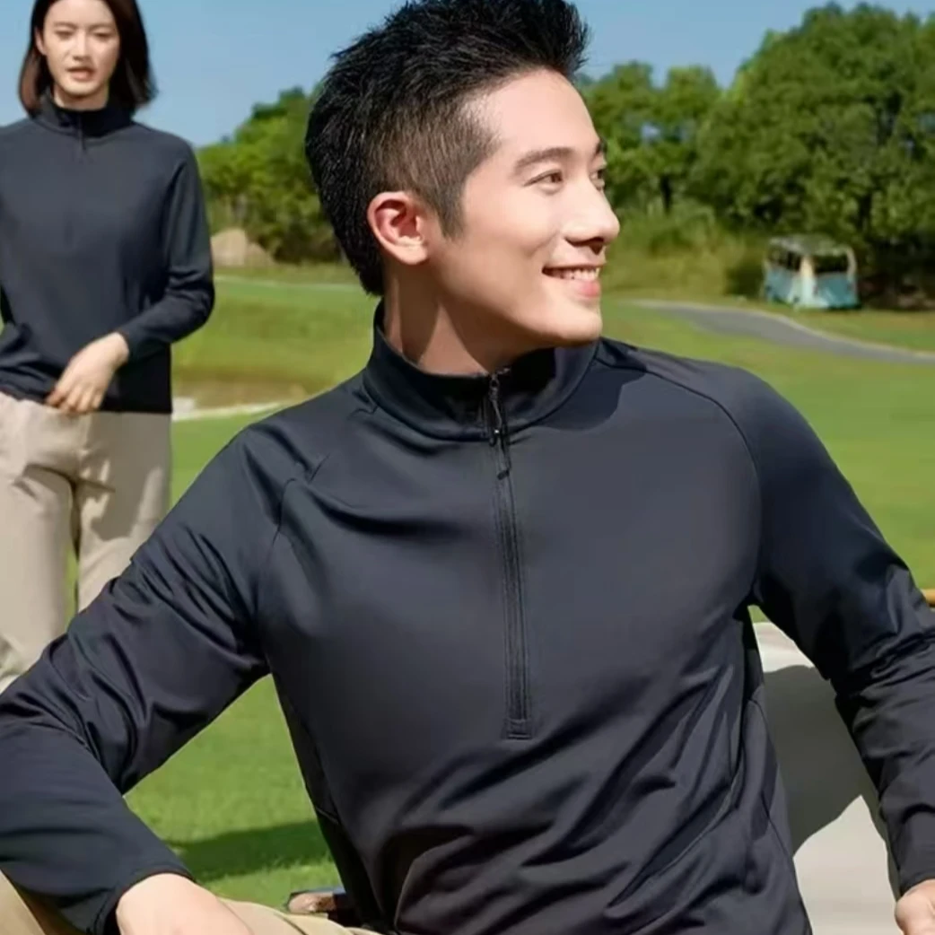 3DEST半拉链立领长袖纯色套头拉链保暖