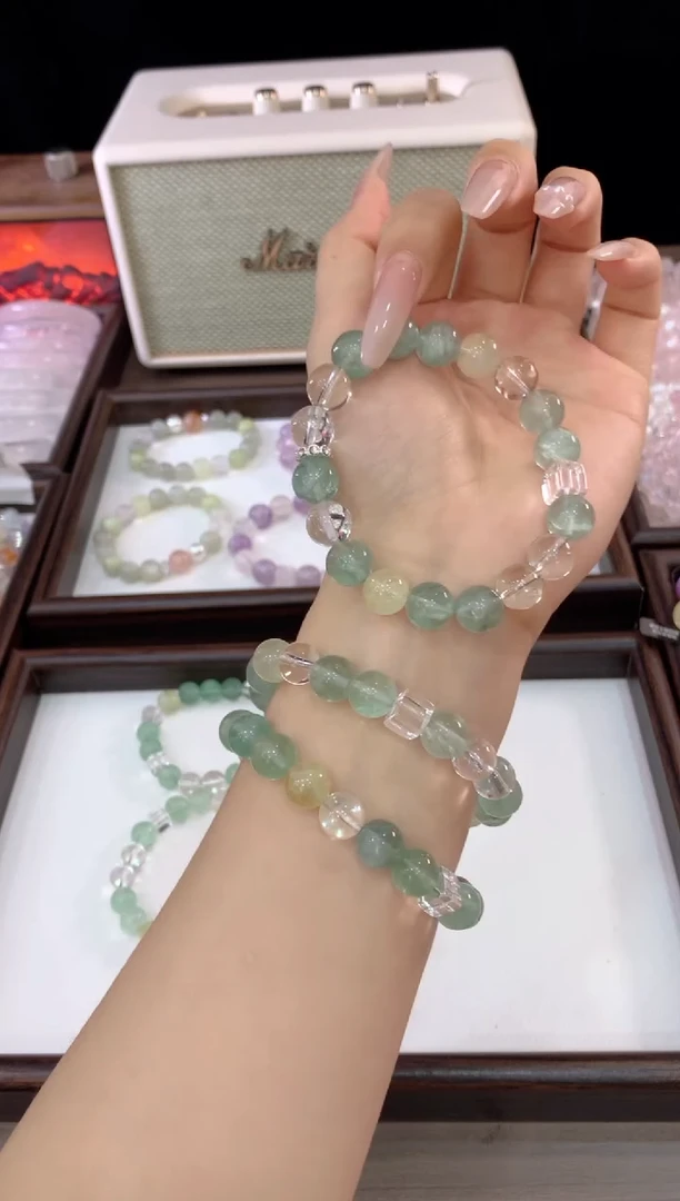 未镶嵌手链水晶桃禧 萤石白水柠檬晶白方糖