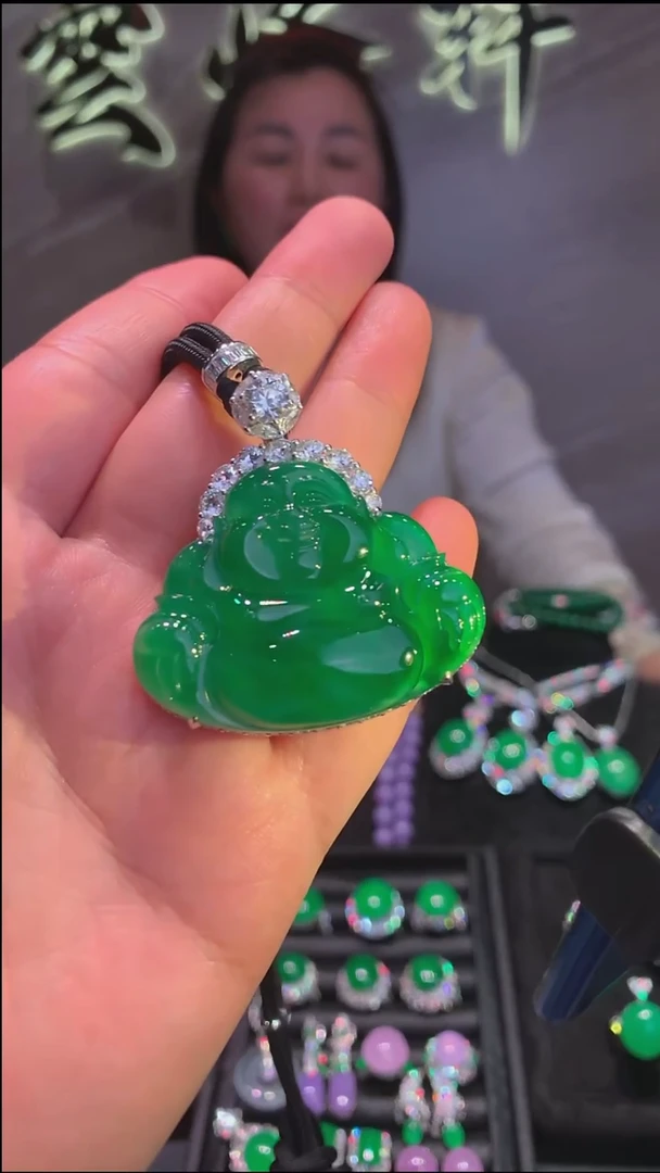 吊坠(不含链)18K金镶嵌翡翠吊坠